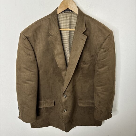 Chaps Ralph Lauren Men 50 R Brown Faux Suede Blazer Sports Coat - Picture 1 of 5